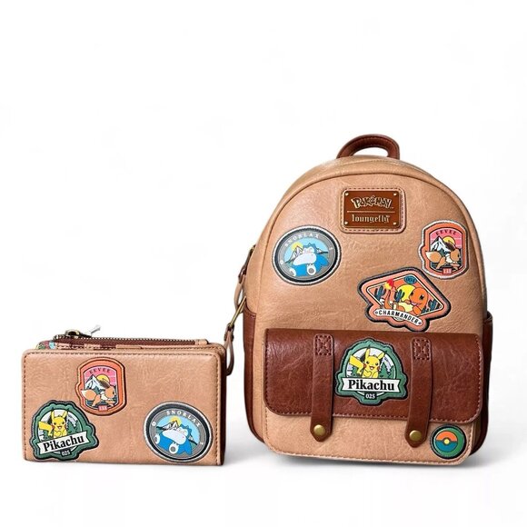 NWT Loungefly Pokémon Camper Patch Backpack & Wallet Set - Picture 1 of 7